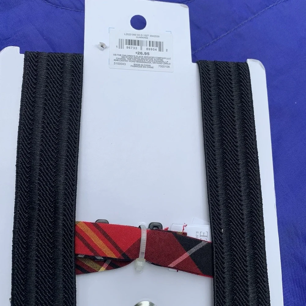 NWT The Children's Place Boys 12M - 5T black and Red. Bow Tie And Suspenders Set